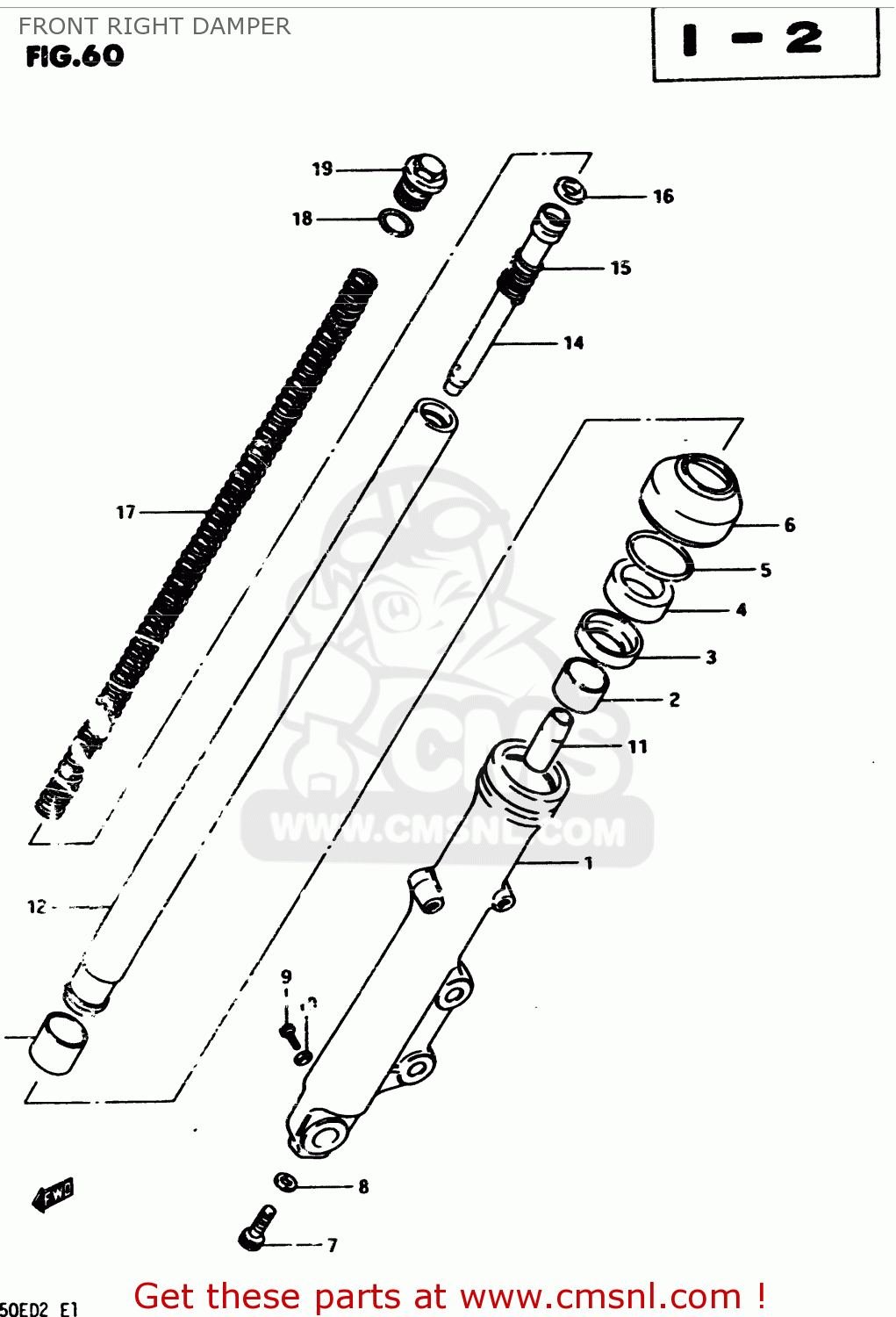 FRONT RIGHT DAMPER GS450E 1982 (Z2) GENERAL EXPORT (E01)