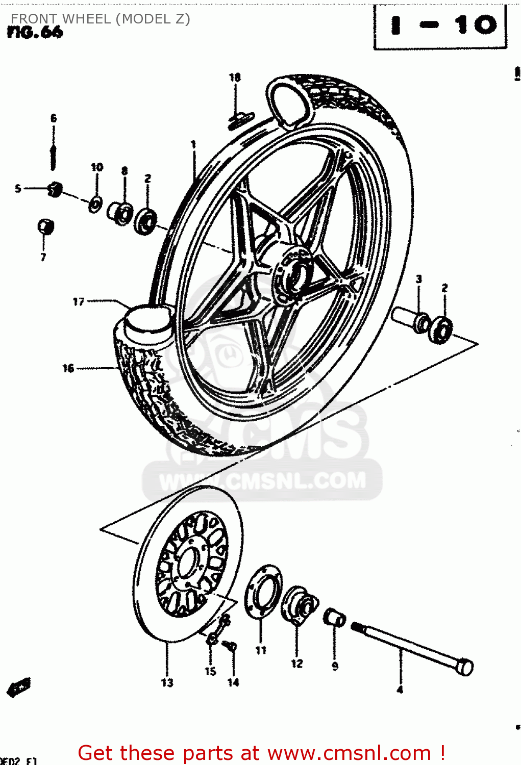 FRONT WHEEL (MODEL Z) GS450E 1982 (Z2) GENERAL EXPORT (E01)