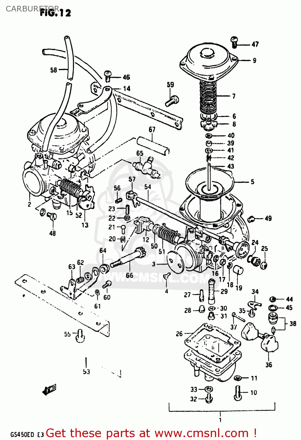 Suzuki GS450E 1983 (D) USA (E03) CARBURETOR - buy original CARBURETOR ...