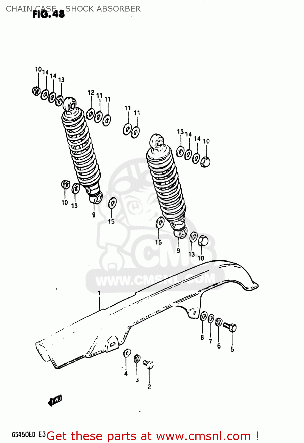 CHAIN CASE - SHOCK ABSORBER GS450E 1983 (D) USA (E03)