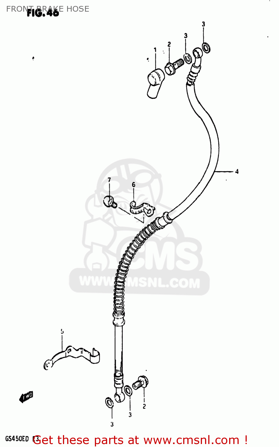FRONT BRAKE HOSE GS450E 1983 (D) USA (E03)