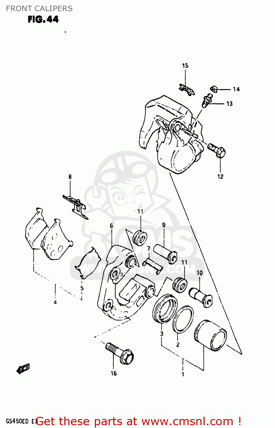 FRONT CALIPERS GS450E 1983 (D) USA (E03)