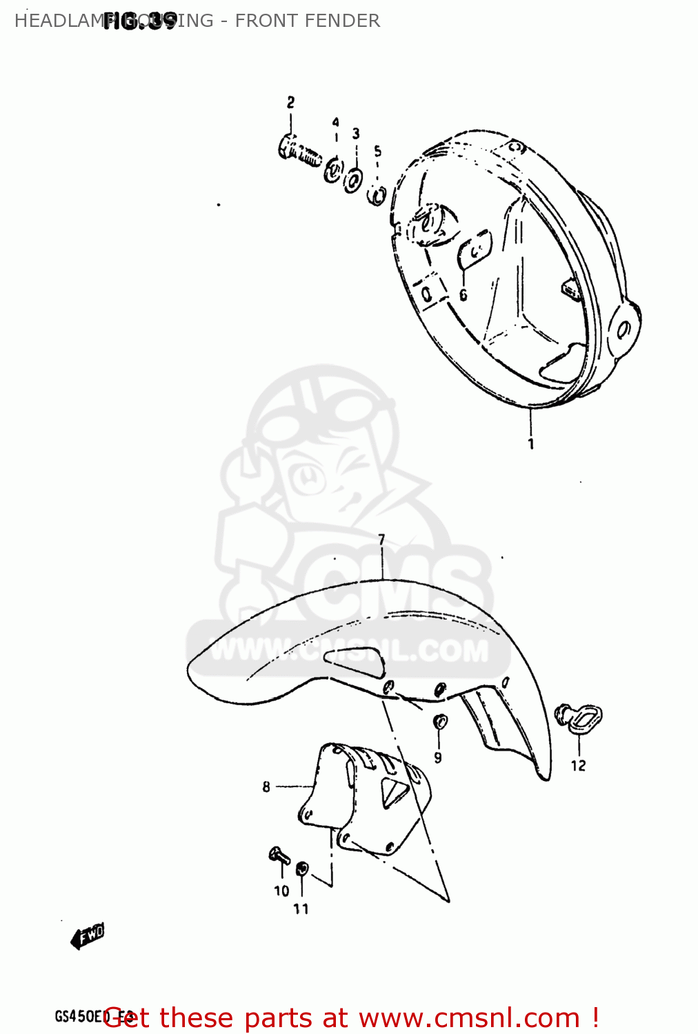 HEADLAMP HOUSING - FRONT FENDER GS450E 1983 (D) USA (E03)