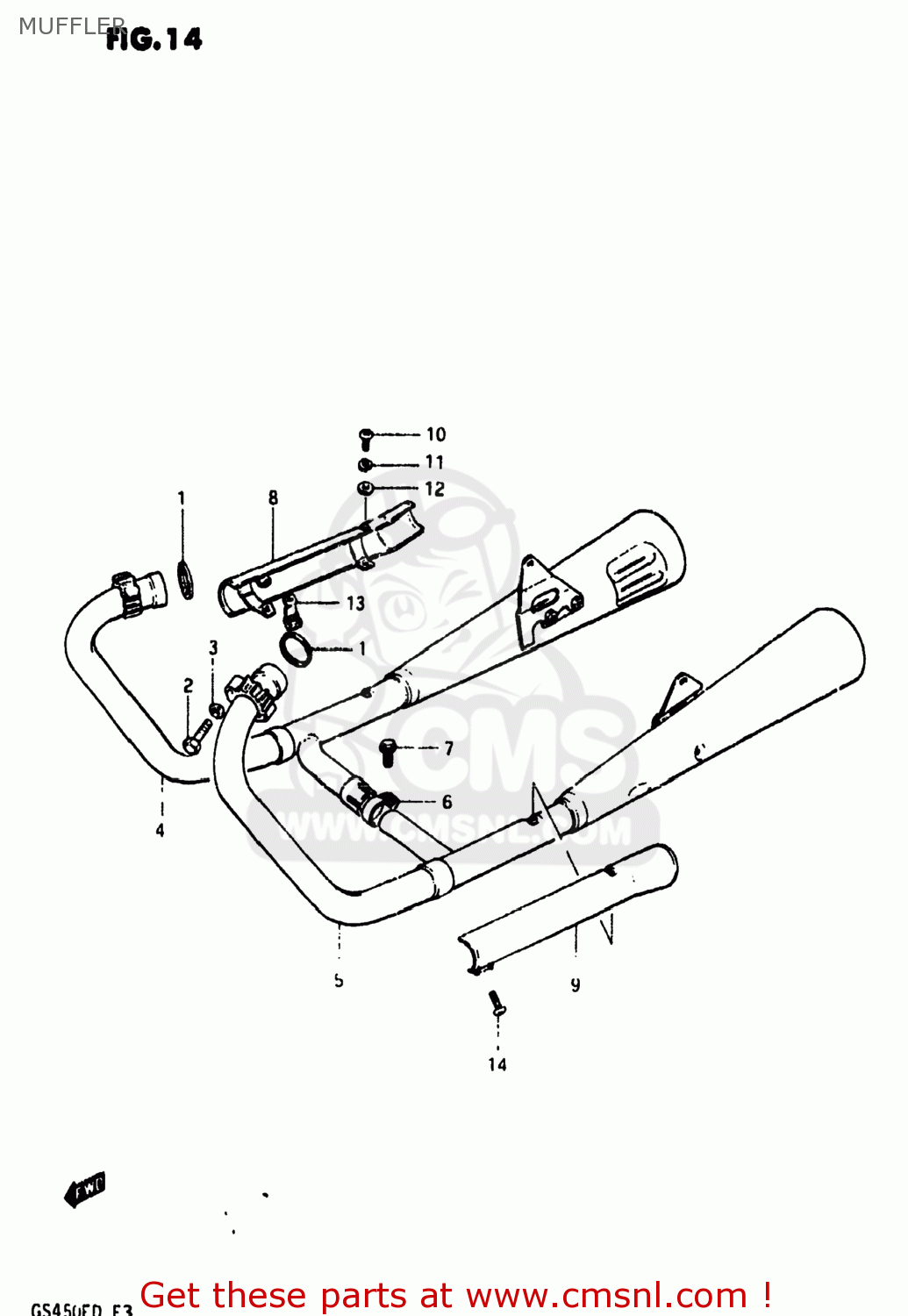 MUFFLER GS450E 1983 (D) USA (E03)