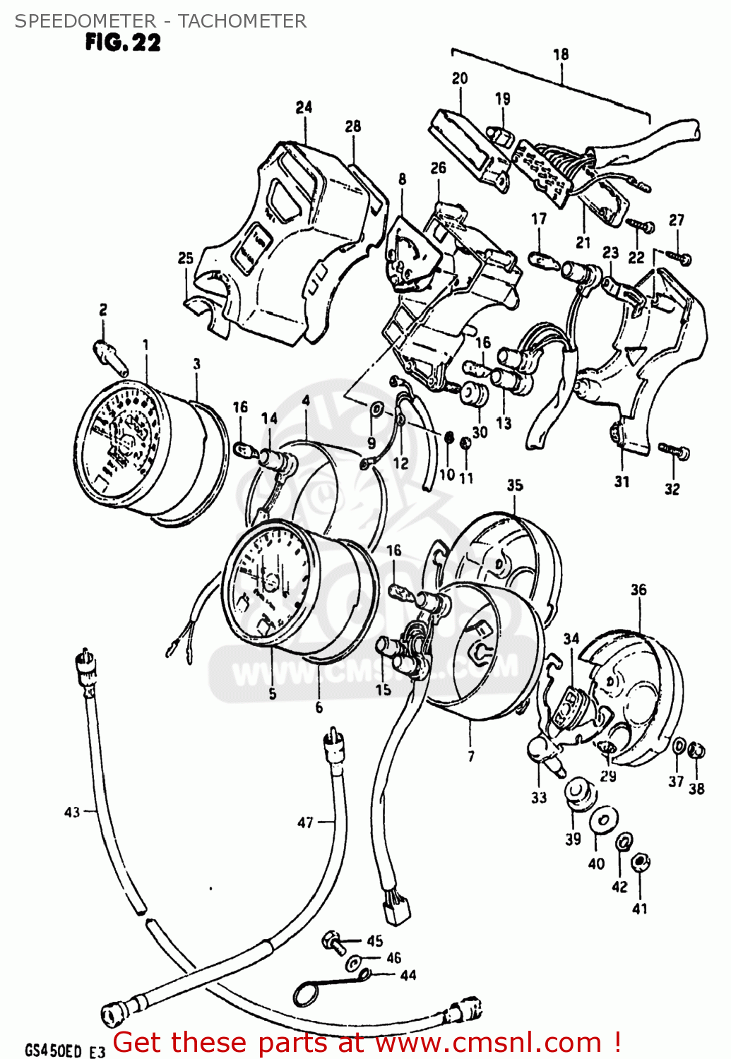 SPEEDOMETER - TACHOMETER GS450E 1983 (D) USA (E03)