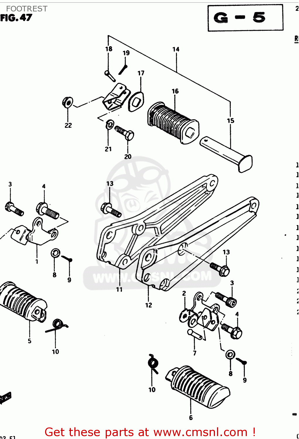 FOOTREST GS450E 1983 (D2) GENERAL EXPORT (E01)