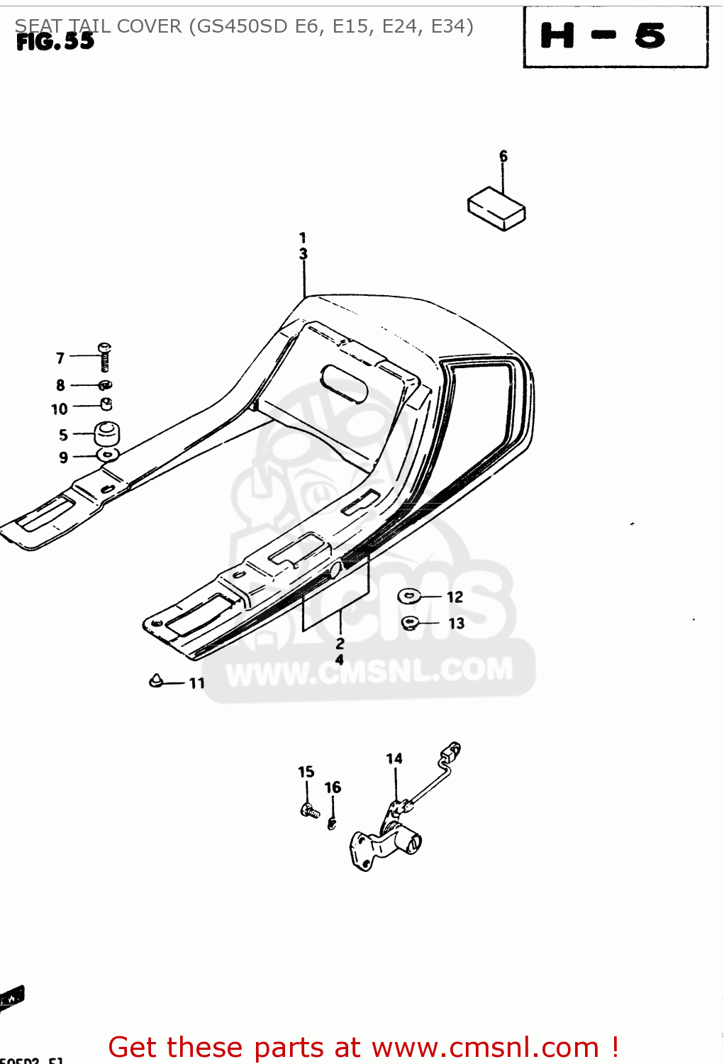 SEAT TAIL COVER (GS450SD E6, E15, E24, E34) GS450E 1983 (D2) GENERAL EXPORT (E01)