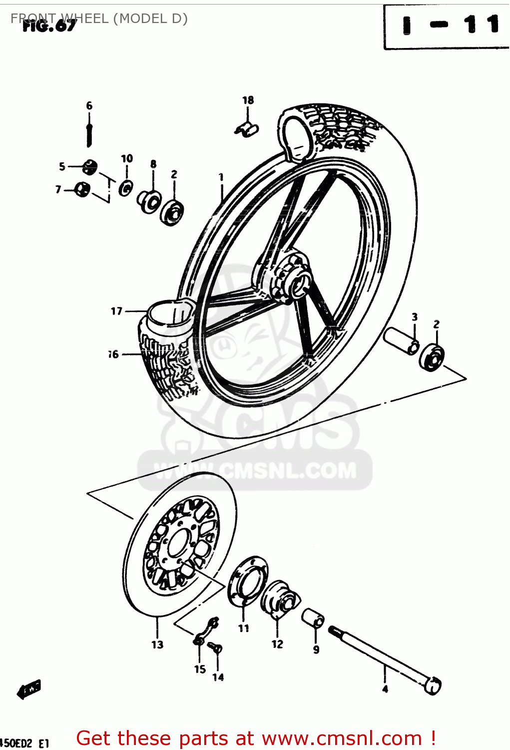 FRONT WHEEL (MODEL D) GS450E 1983 (D2) GENERAL EXPORT (E01)