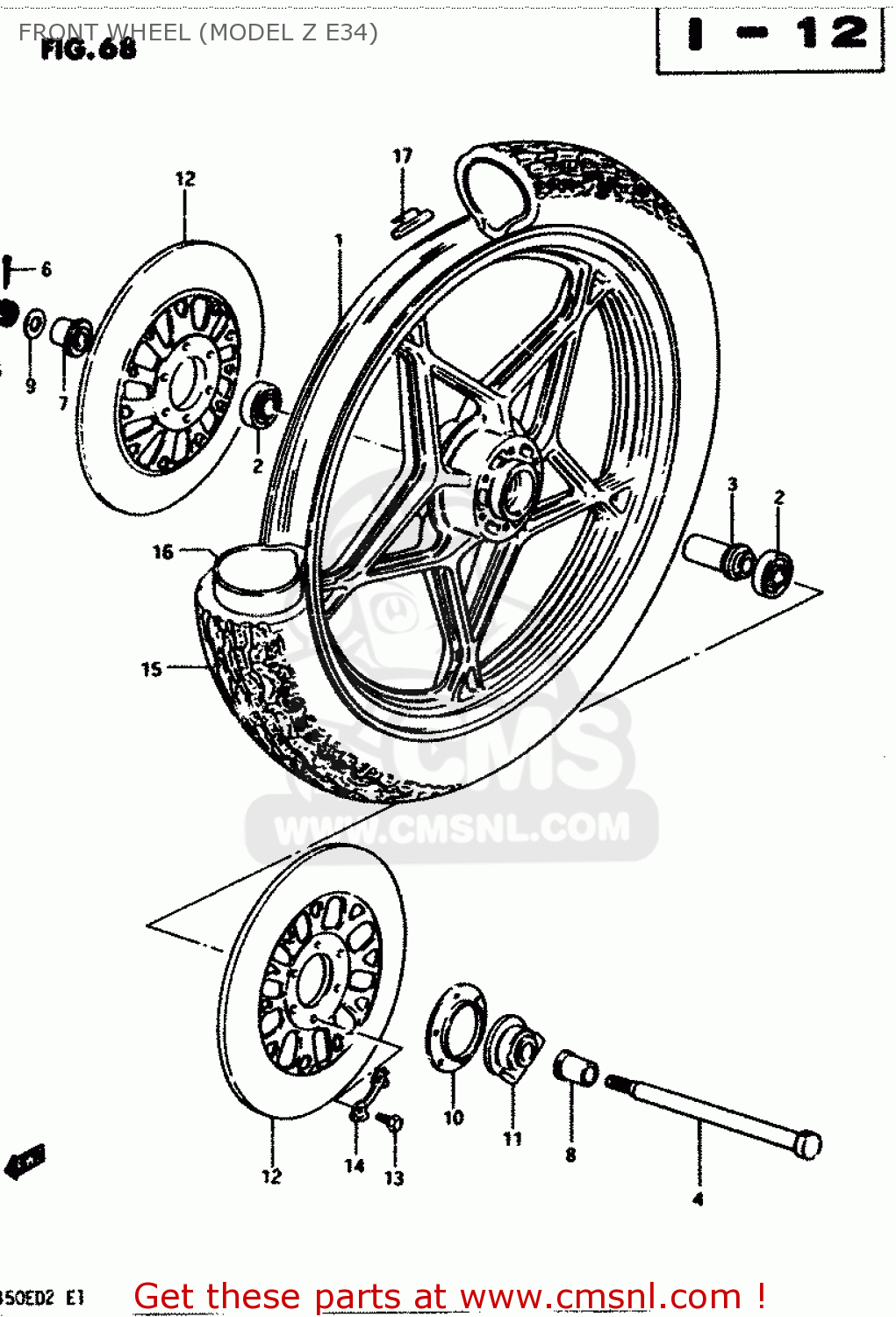 FRONT WHEEL (MODEL Z E34) GS450E 1983 (D2) GENERAL EXPORT (E01)