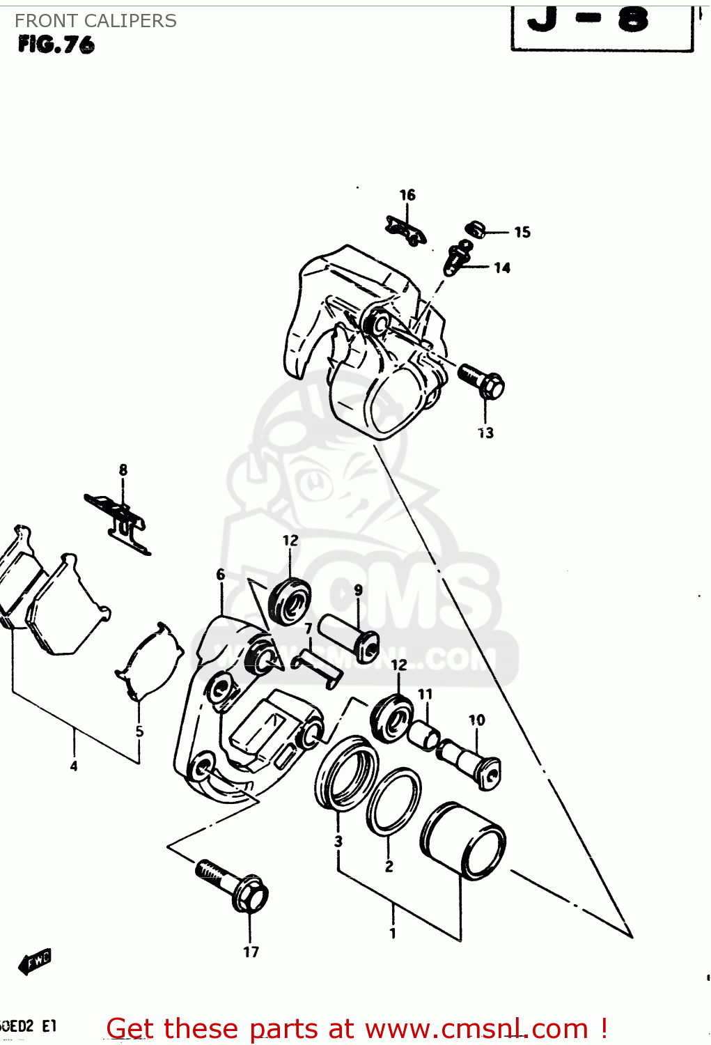 FRONT CALIPERS GS450E 1983 (D2) GENERAL EXPORT (E01)