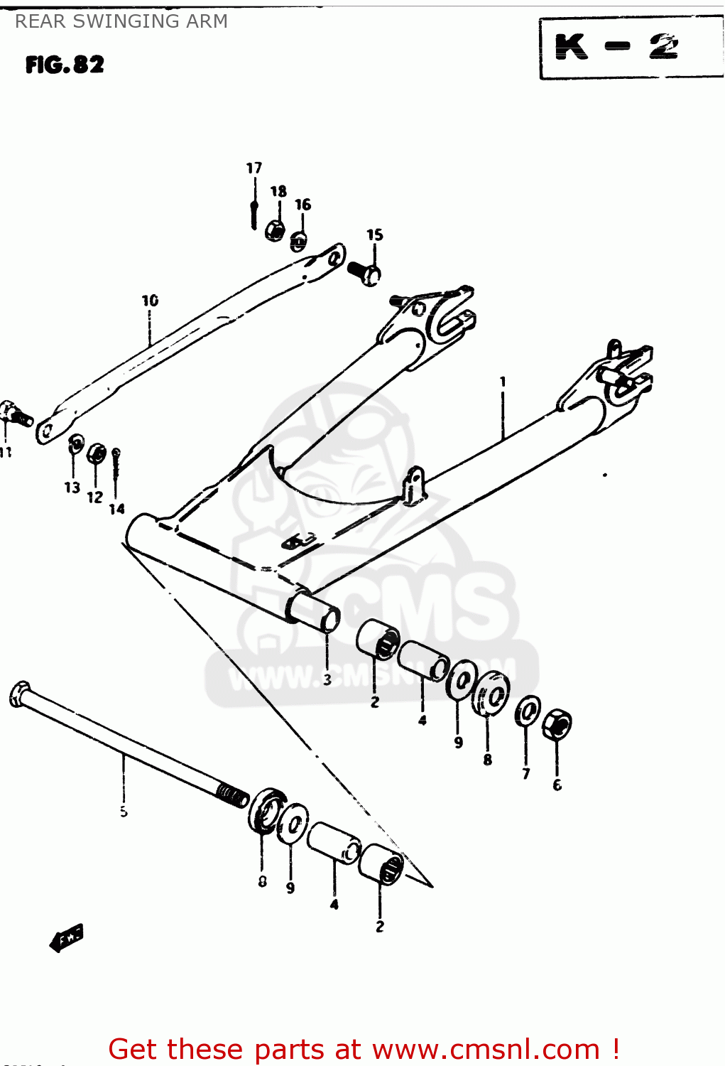 REAR SWINGING ARM GS450E 1983 (D2) GENERAL EXPORT (E01)