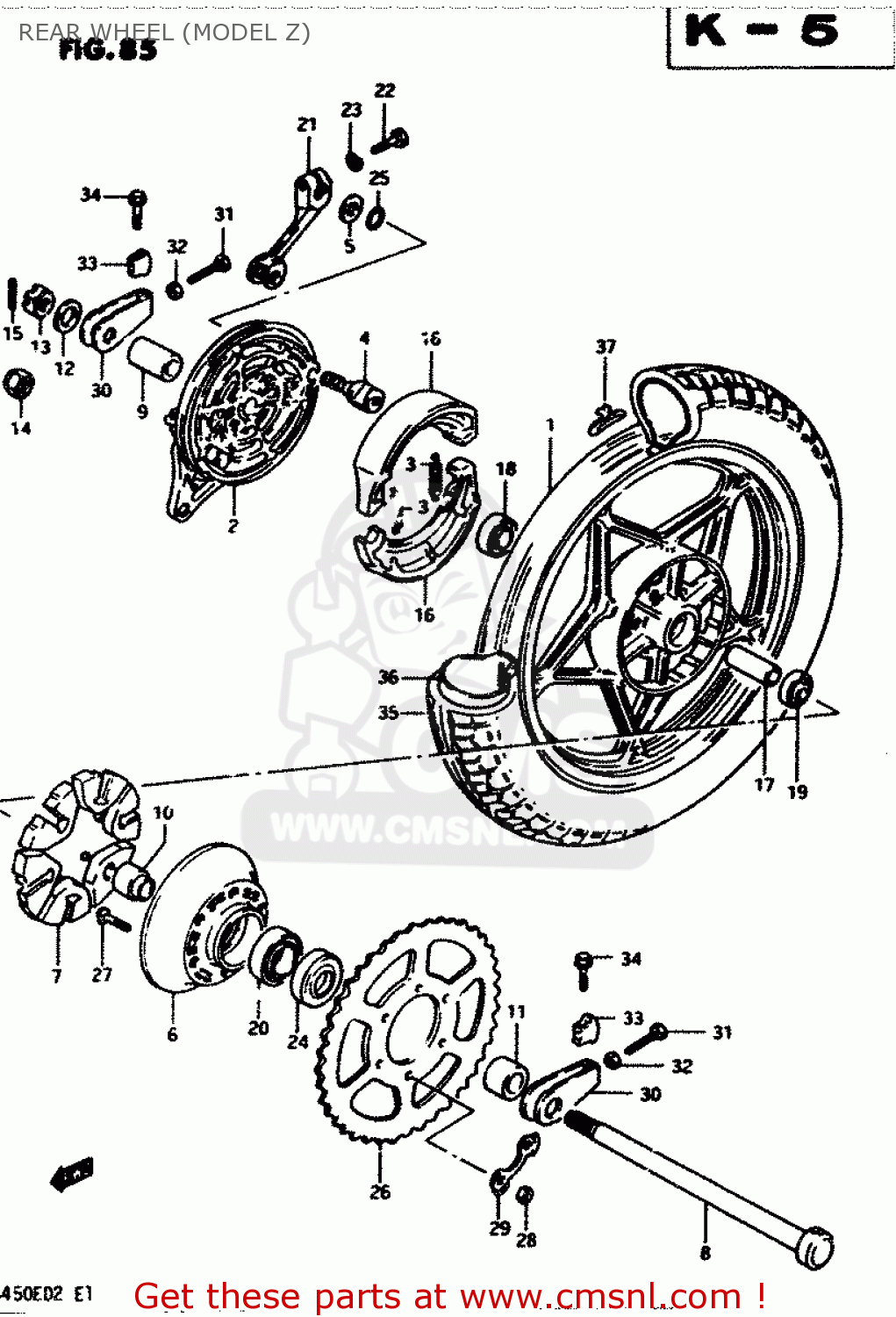 REAR WHEEL (MODEL Z) GS450E 1983 (D2) GENERAL EXPORT (E01)