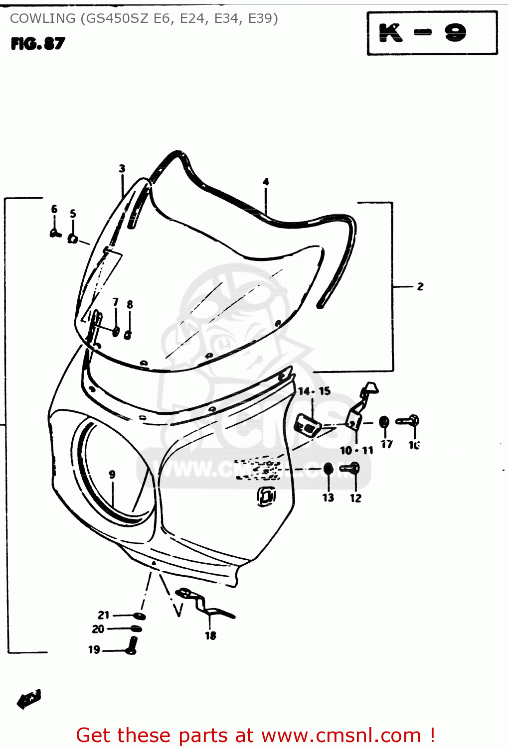 COWLING (GS450SZ E6, E24, E34, E39) GS450E 1983 (D2) GENERAL EXPORT (E01)