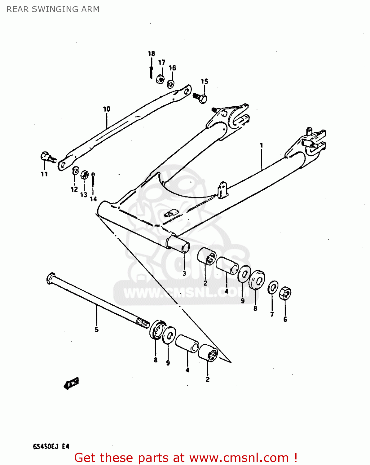 REAR SWINGING ARM GS450E 1986 (G) UNITED KINGDOM SOUTH AFRICA BELGIUM (E02 E06 E21
