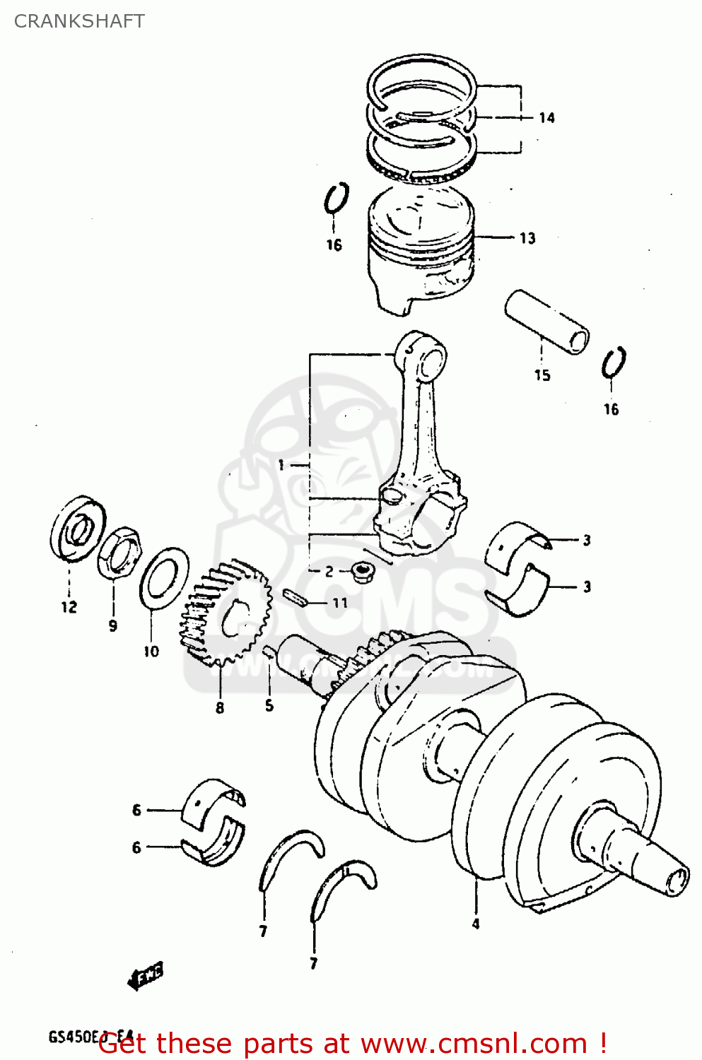 CRANKSHAFT GS450E 1987 (H) UNITED KINGDOM SOUTH AFRICA BELGIUM (E02 E06 E21