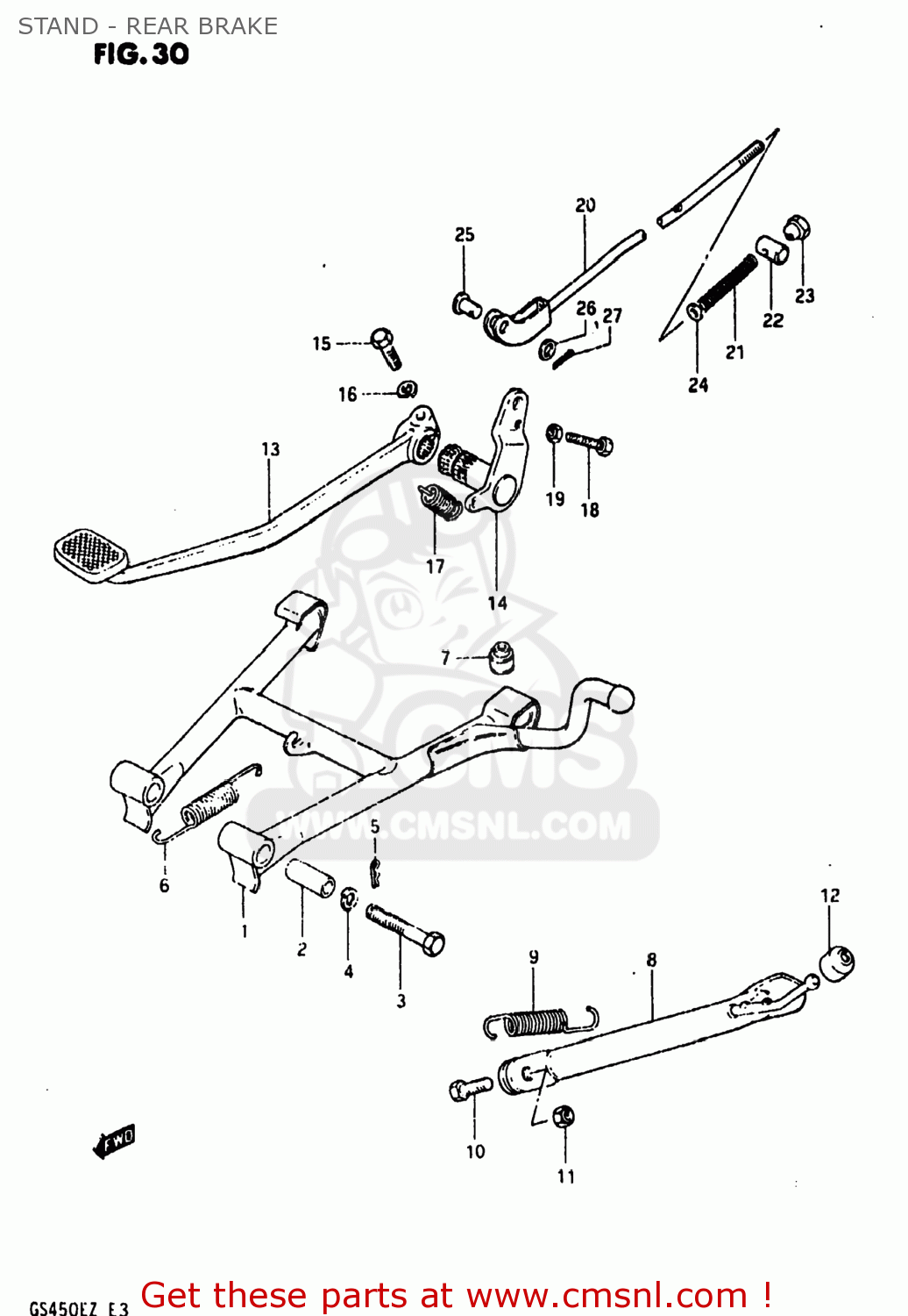 STAND - REAR BRAKE GS450ET 1981 (X) USA (E03)