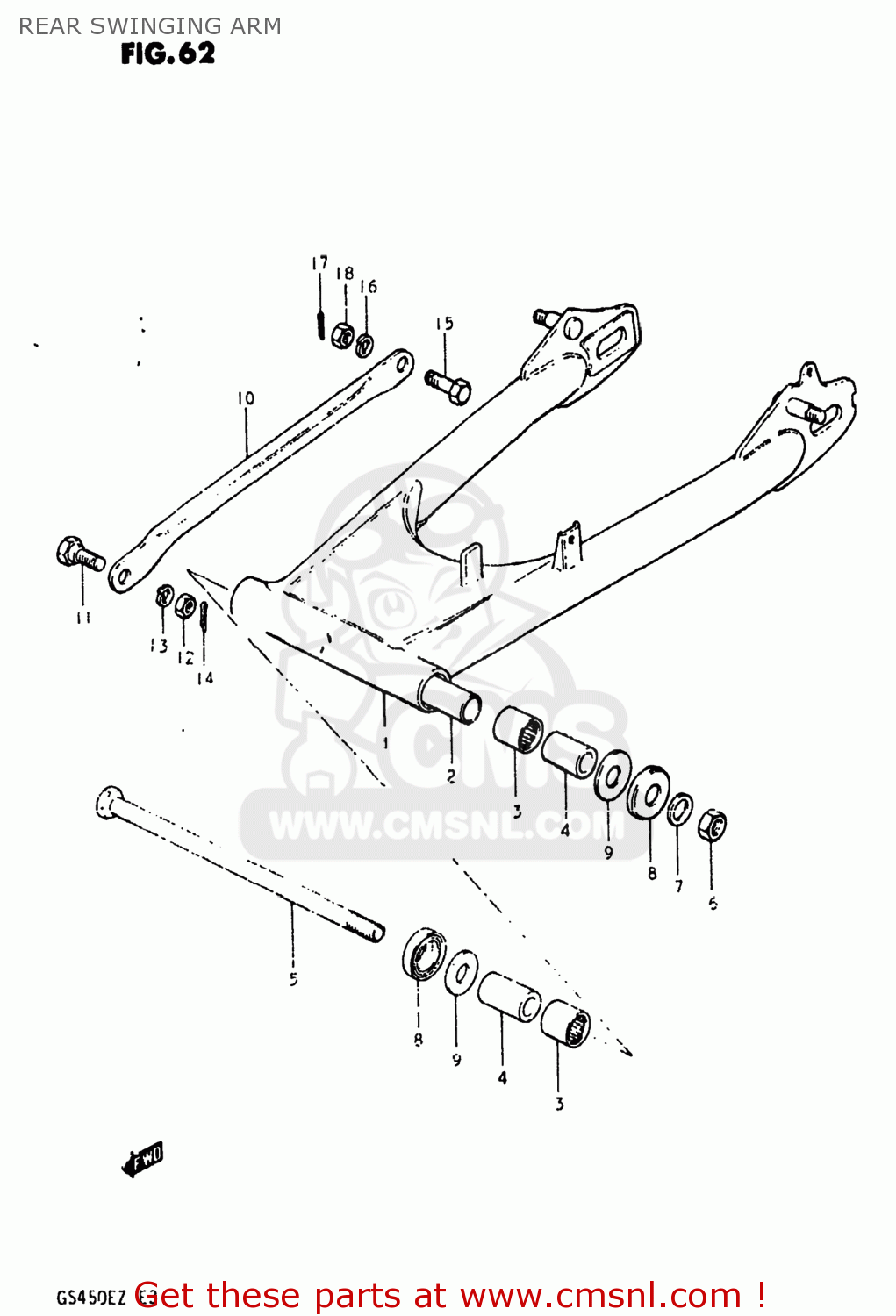 REAR SWINGING ARM GS450ET 1982 (Z) USA (E03)