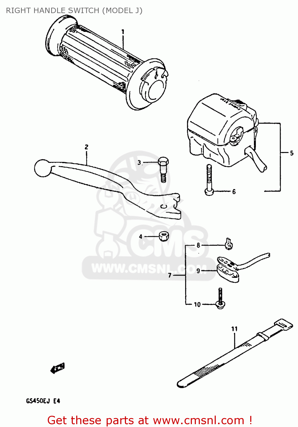 RIGHT HANDLE SWITCH (MODEL J) GS450EU 1988 (J) GERMANY (E22)