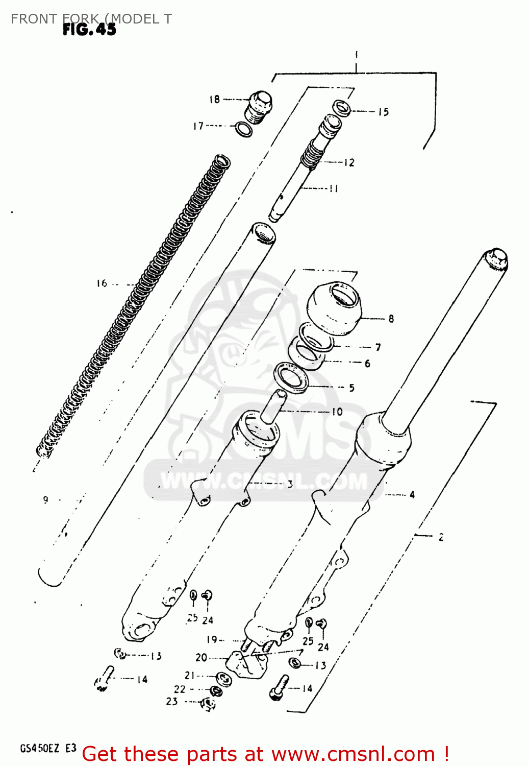 FRONT FORK (MODEL T GS450EX 1980 (T) USA (E03)