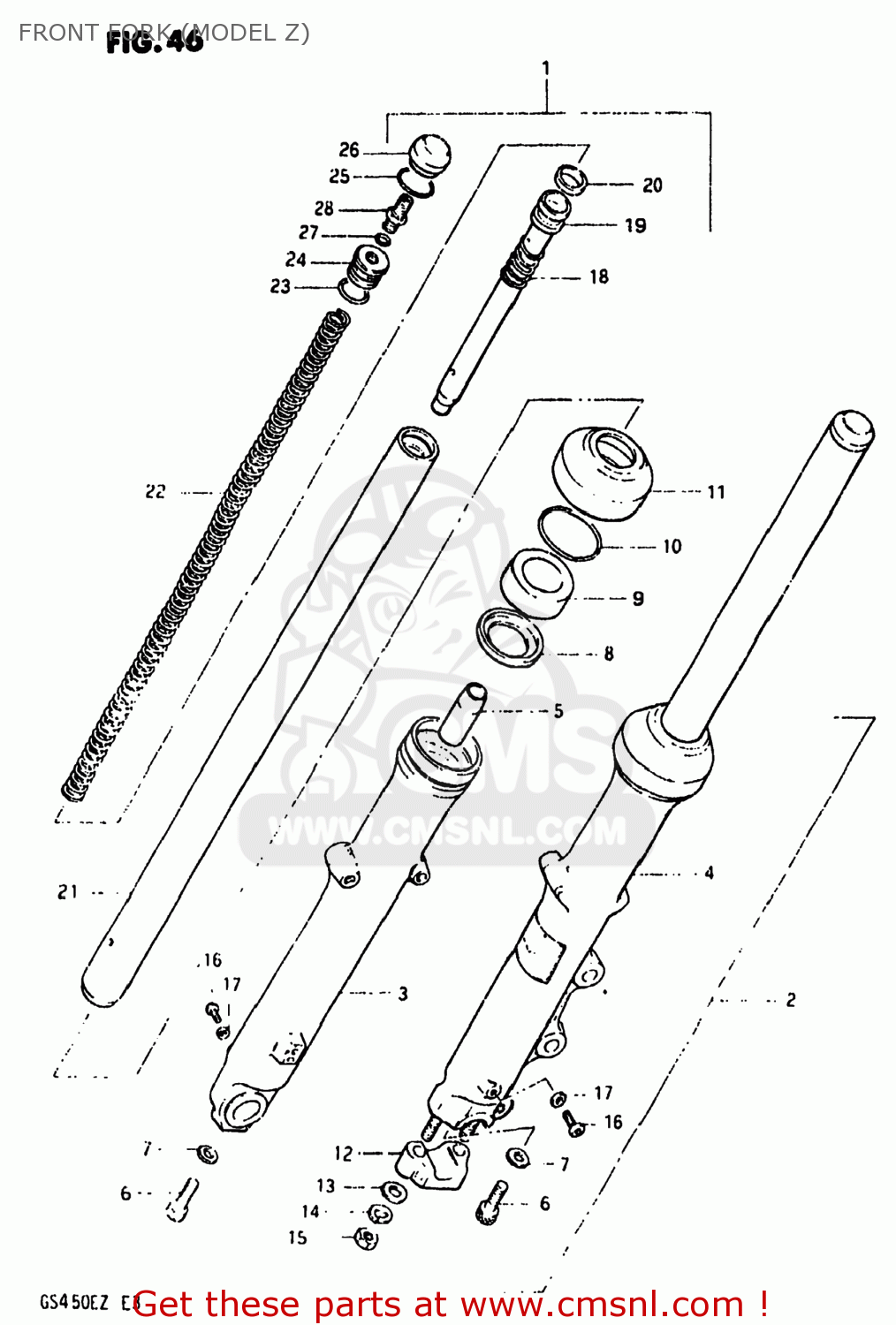 FRONT FORK (MODEL Z) GS450EX 1980 (T) USA (E03)