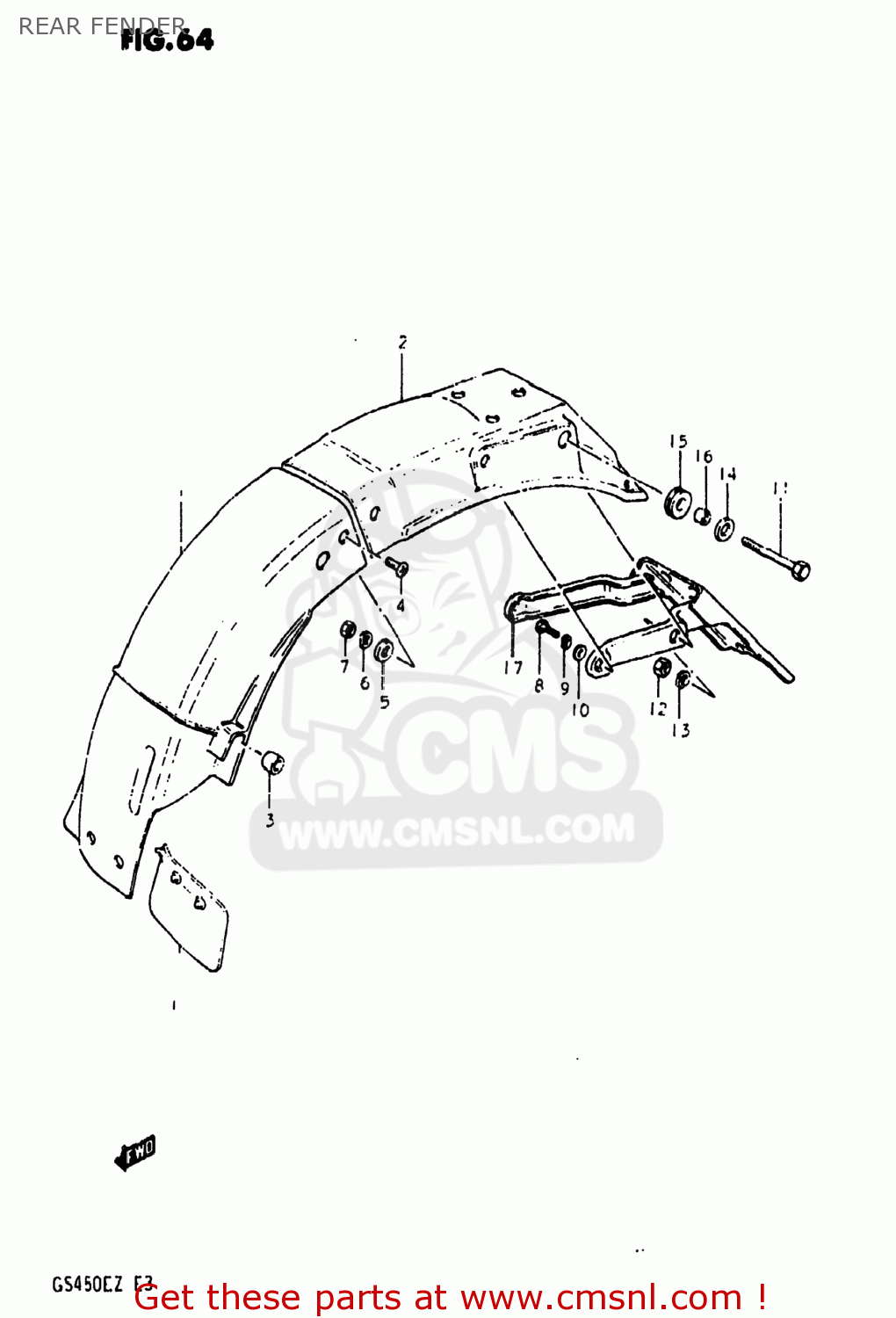 REAR FENDER GS450EX 1981 (X) USA (E03)