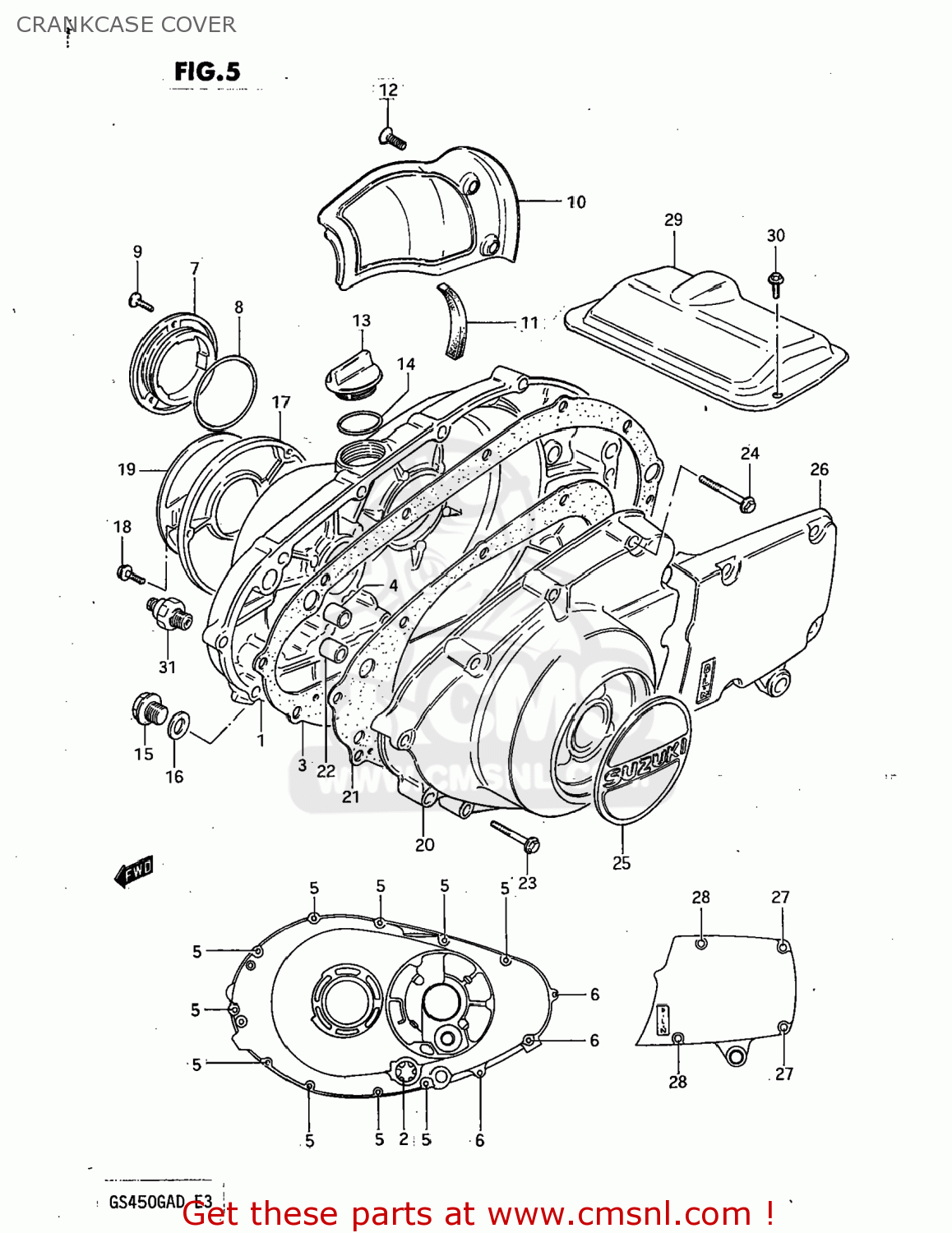CRANKCASE COVER GS450GA 1982 (Z) USA (E03)