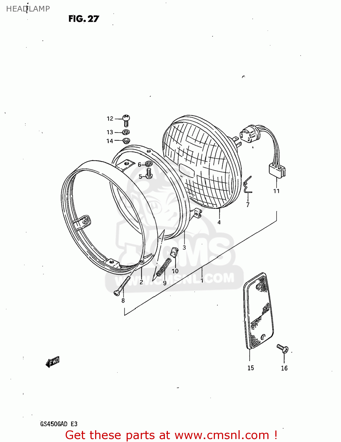 HEADLAMP GS450GA 1982 (Z) USA (E03)