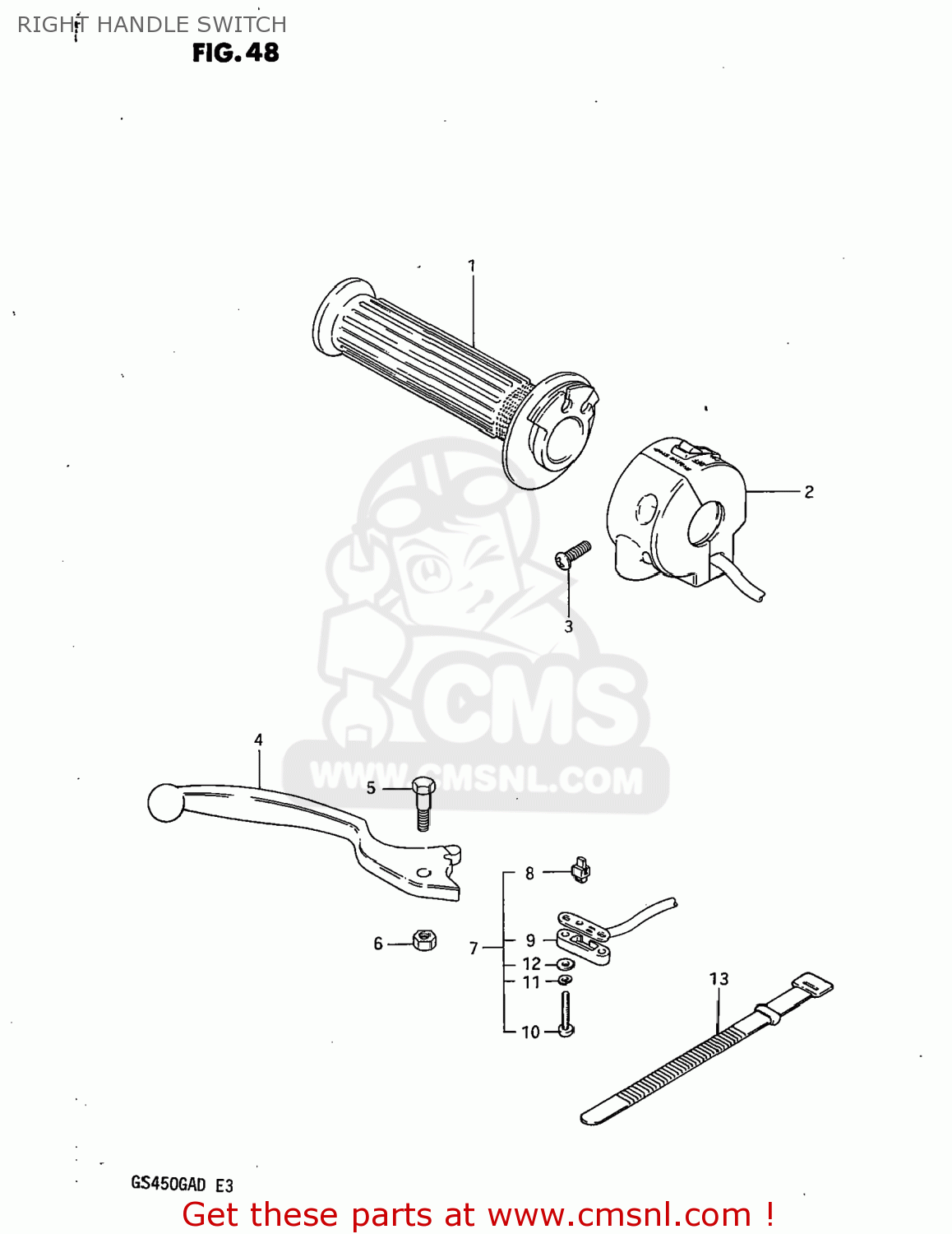 RIGHT HANDLE SWITCH GS450GA 1982 (Z) USA (E03)
