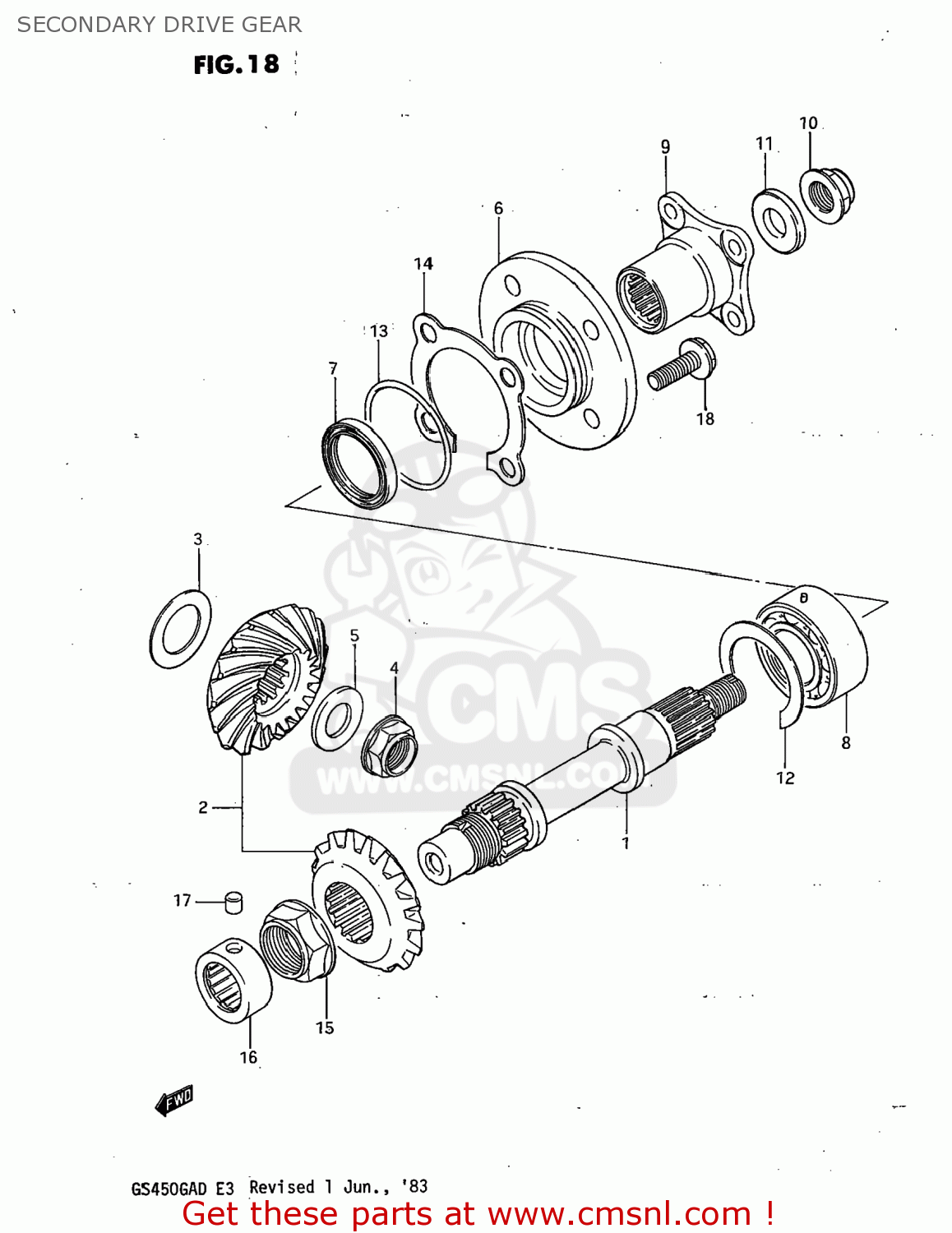 SECONDARY DRIVE GEAR GS450GA 1982 (Z) USA (E03)
