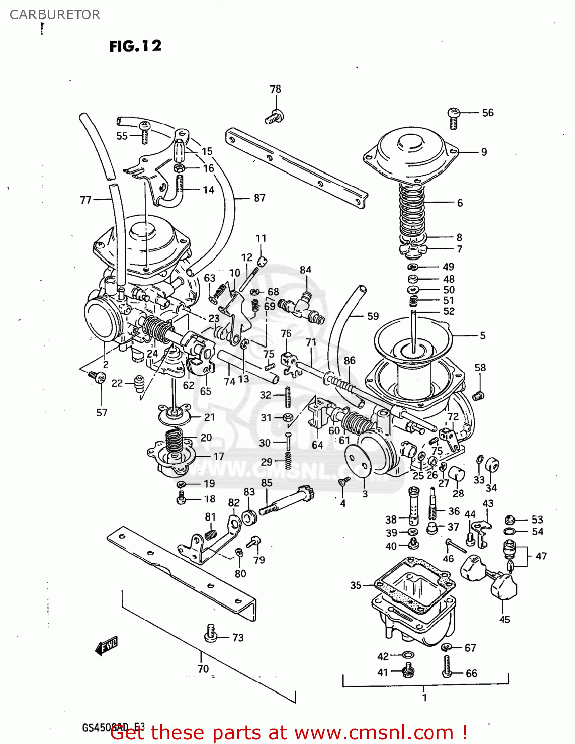 CARBURETOR GS450GA 1983 (D) USA (E03)