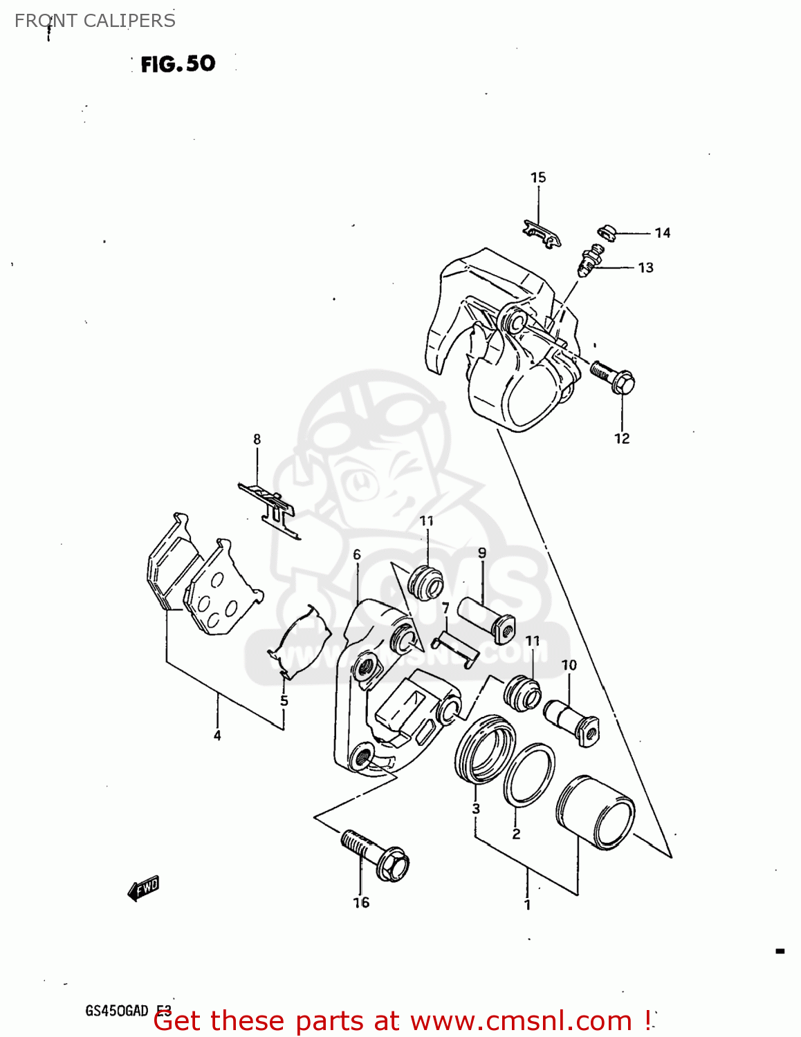 FRONT CALIPERS GS450GA 1983 (D) USA (E03)