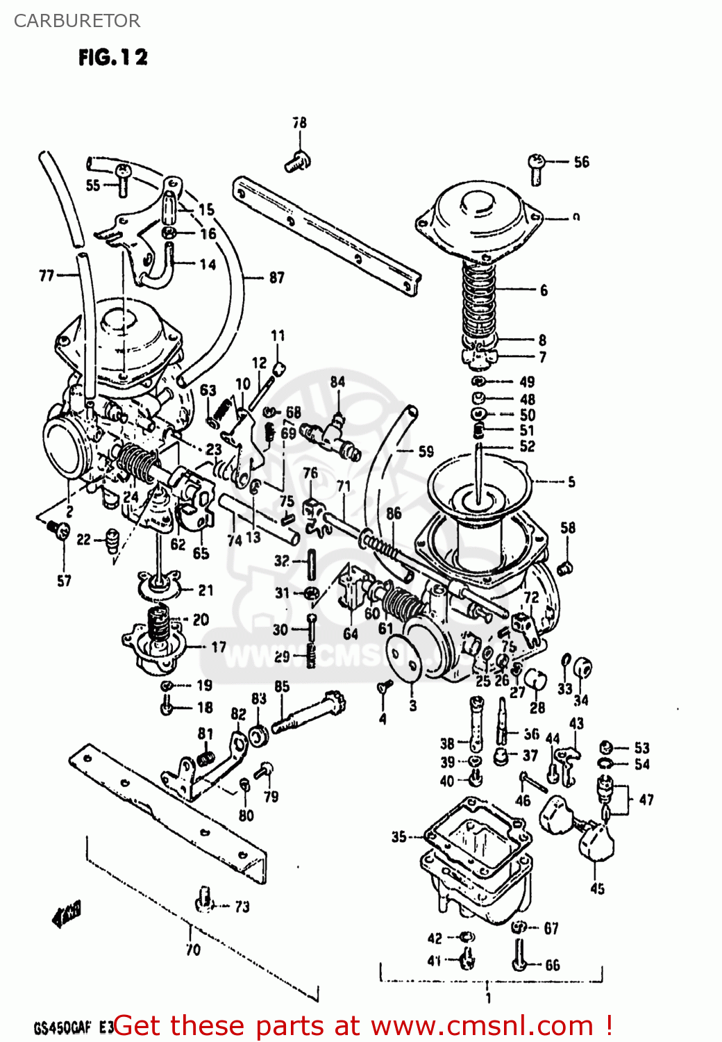 Suzuki GS450GA 1985 (F) USA (E03) CARBURETOR - buy original CARBURETOR ...