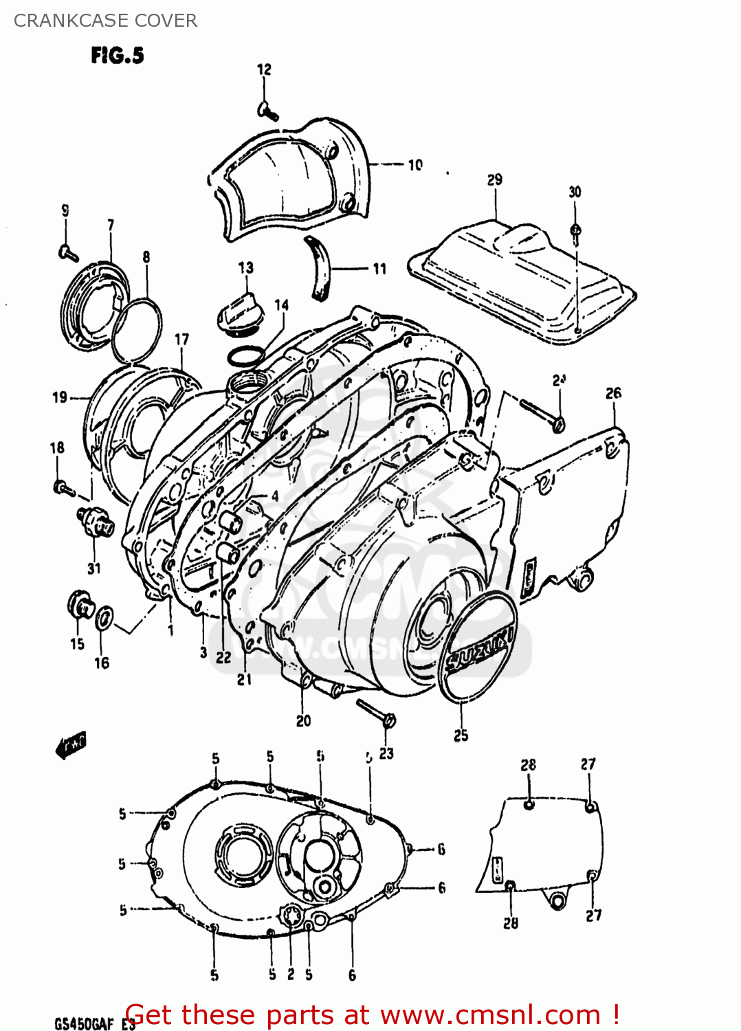 CRANKCASE COVER GS450GA 1985 (F) USA (E03)