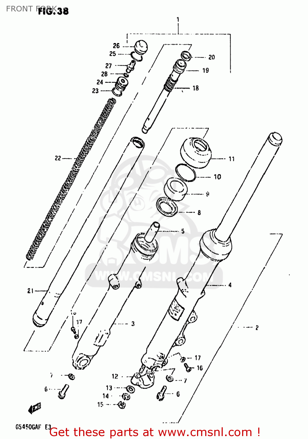 FRONT FORK GS450GA 1985 (F) USA (E03)