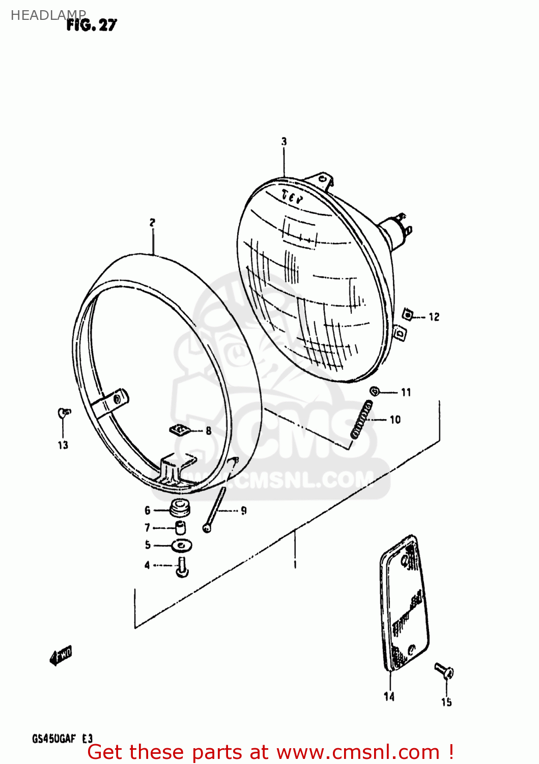 HEADLAMP GS450GA 1985 (F) USA (E03)