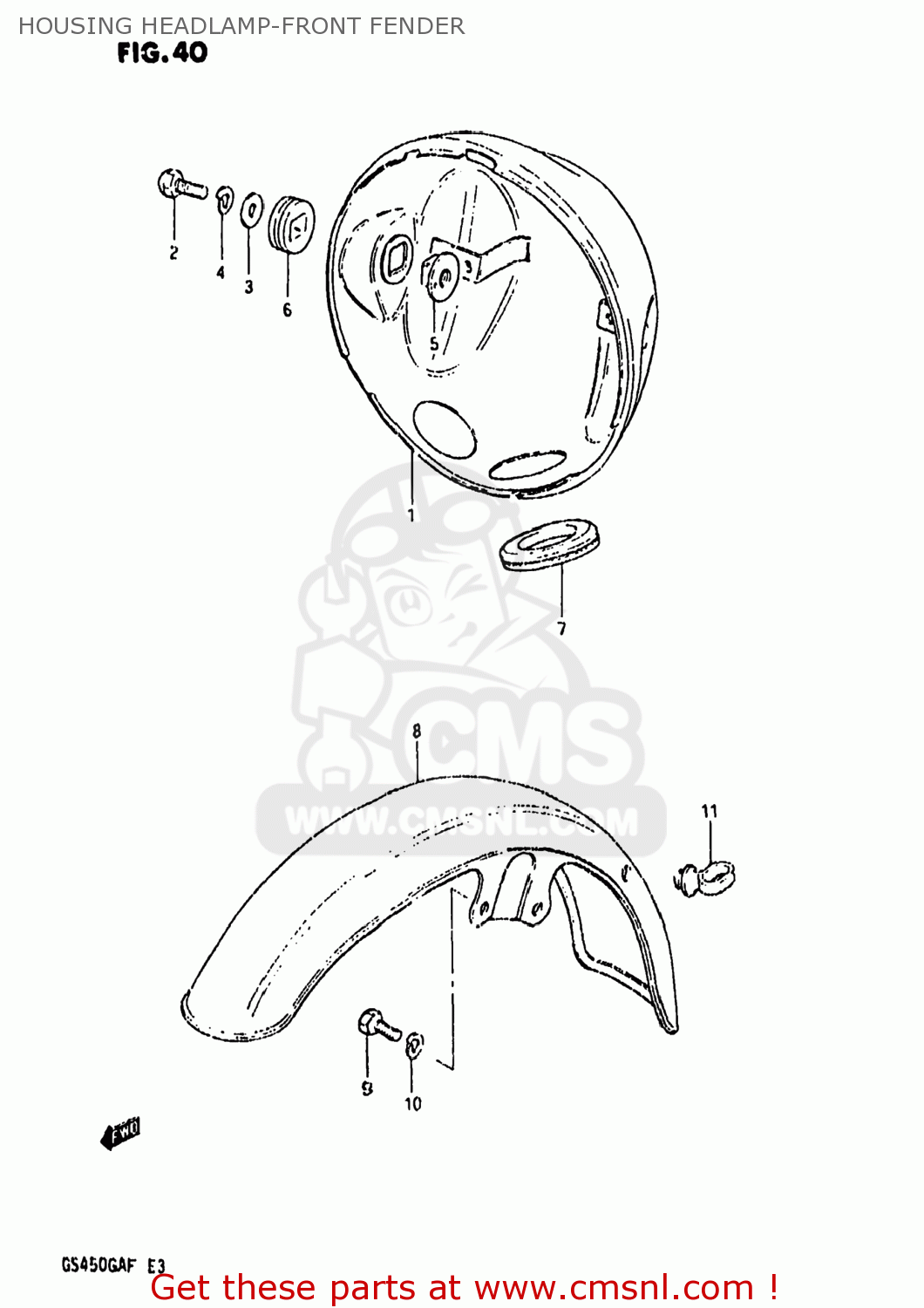 HOUSING HEADLAMP-FRONT FENDER GS450GA 1985 (F) USA (E03)