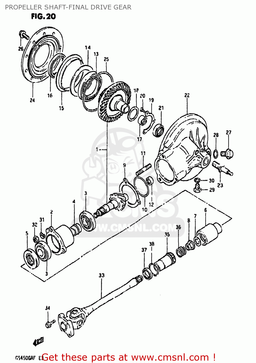 PROPELLER SHAFT-FINAL DRIVE GEAR GS450GA 1985 (F) USA (E03)