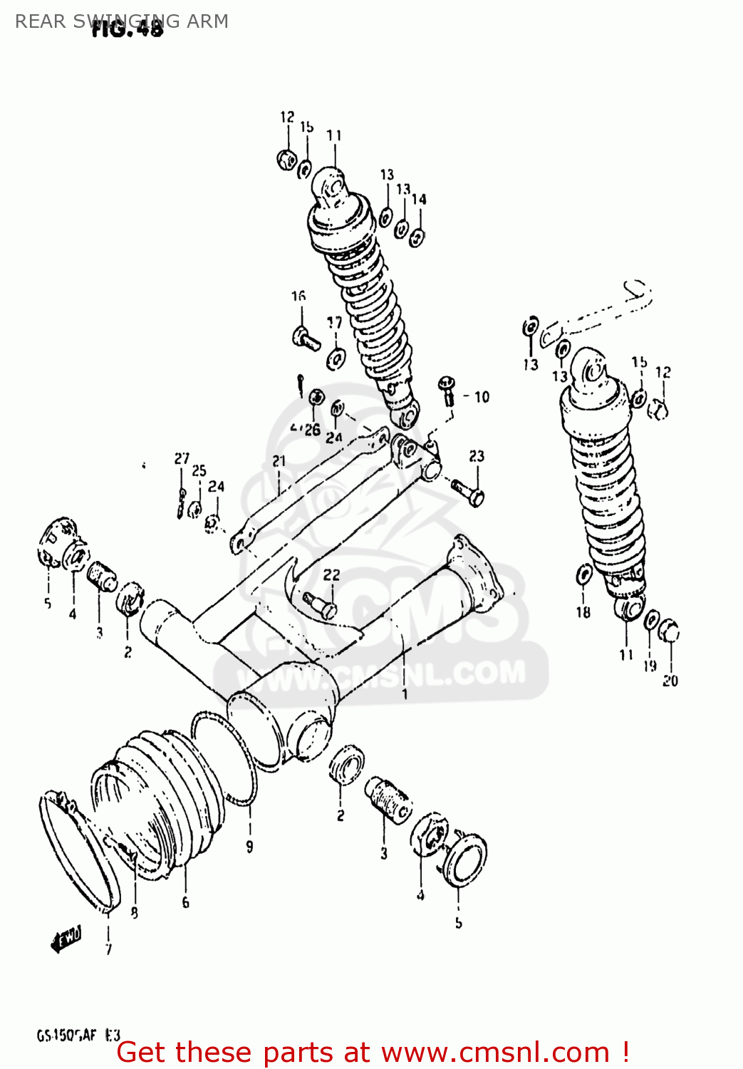 REAR SWINGING ARM GS450GA 1985 (F) USA (E03)