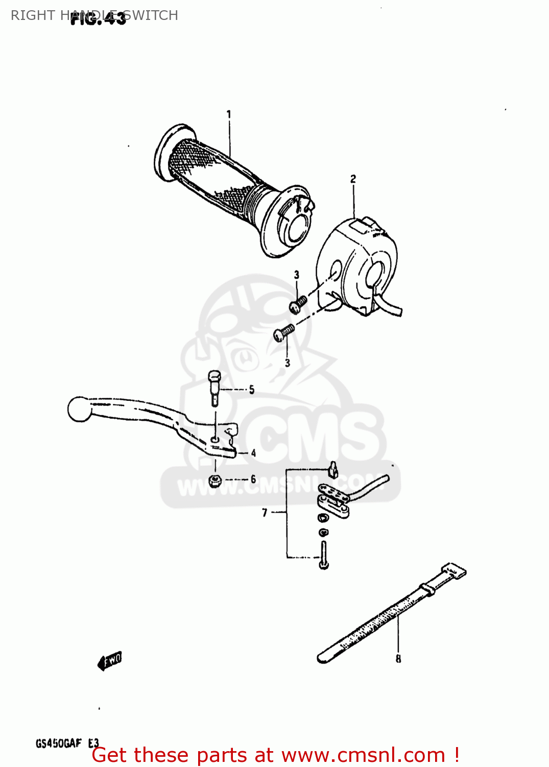 RIGHT HANDLE SWITCH GS450GA 1985 (F) USA (E03)