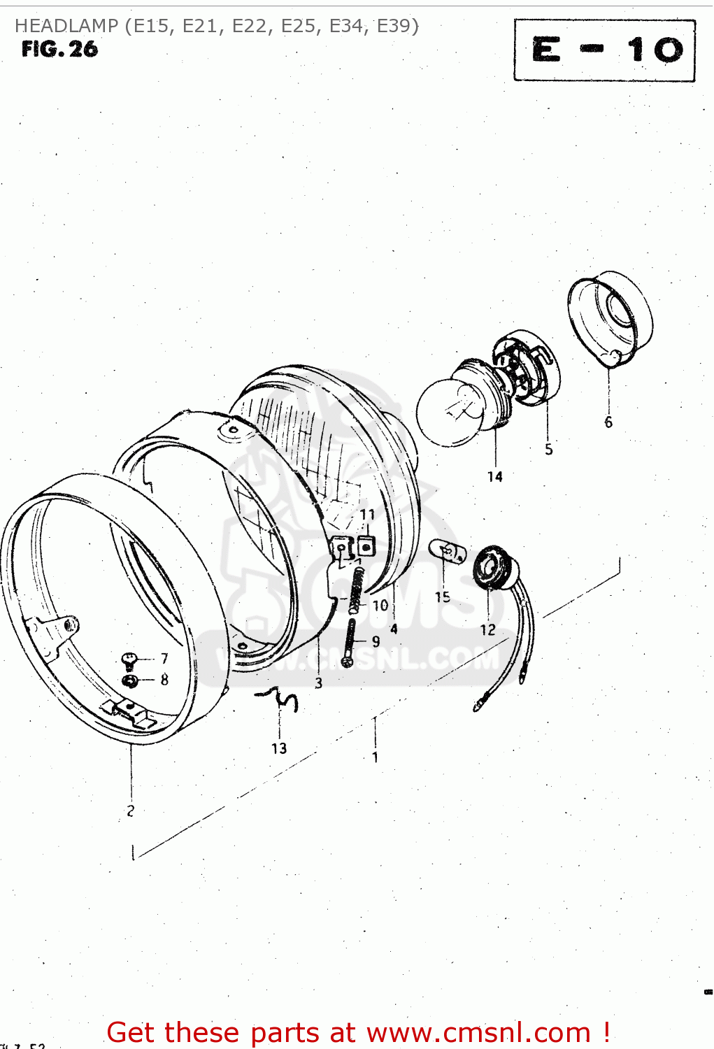 HEADLAMP (E15, E21, E22, E25, E34, E39) GS450L 1980 (T) (E02 E21 E22 E24 E25)