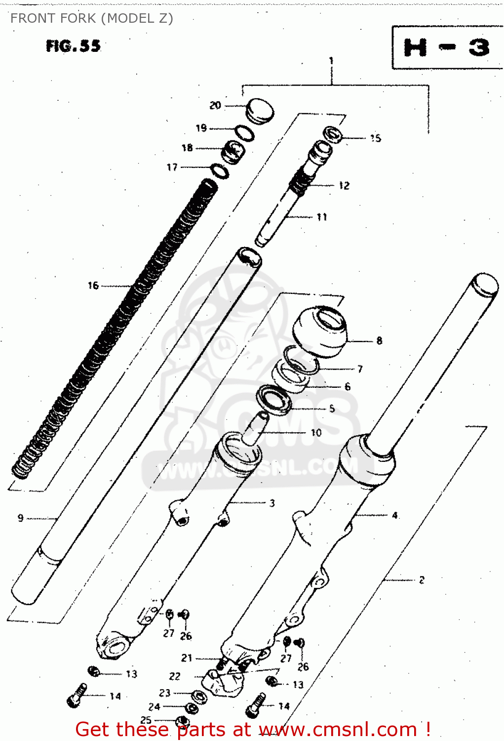FRONT FORK (MODEL Z) GS450L 1980 (T) (E02 E21 E22 E24 E25)