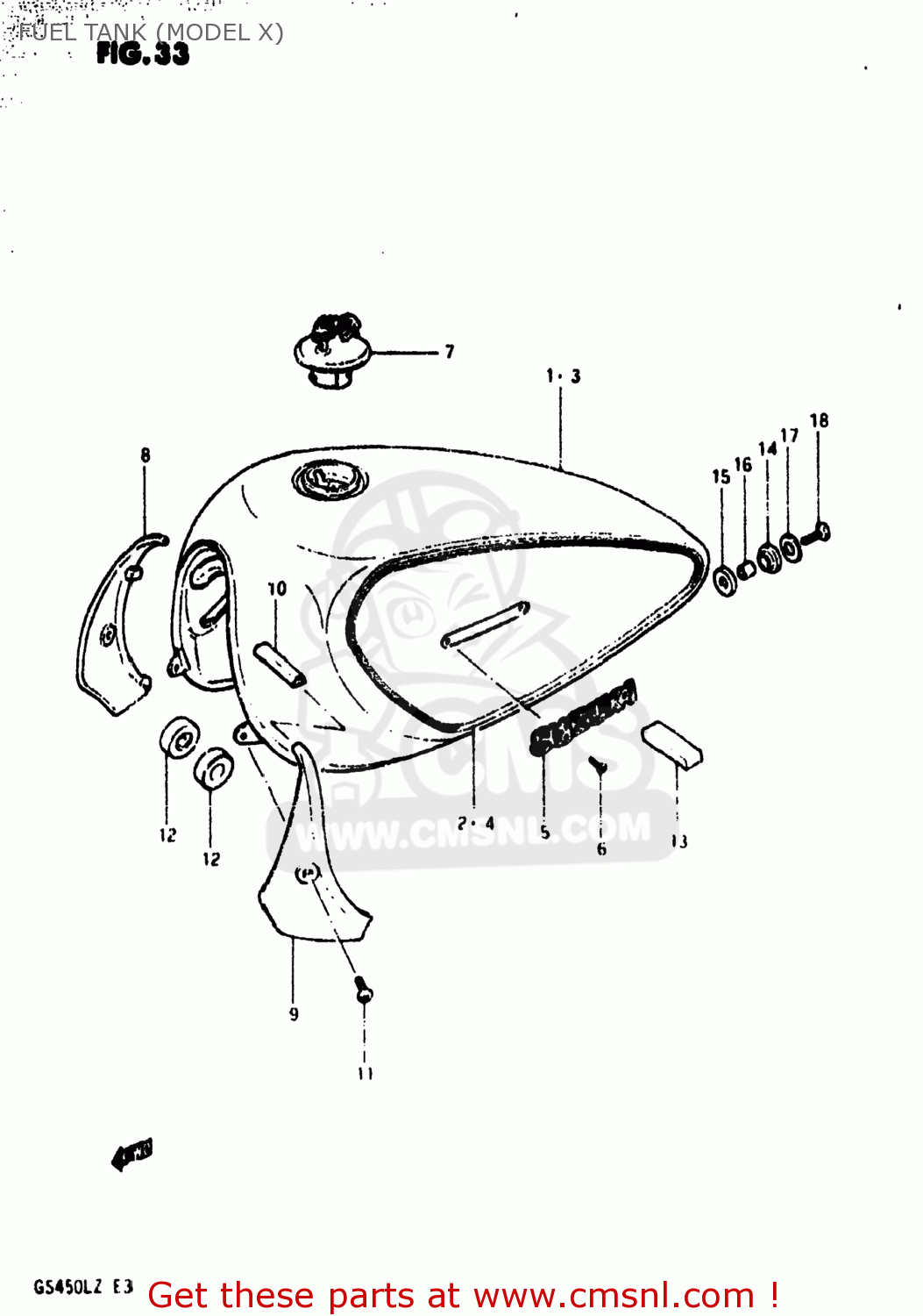 FUEL TANK (MODEL X) GS450L 1980 (T) USA (E03)