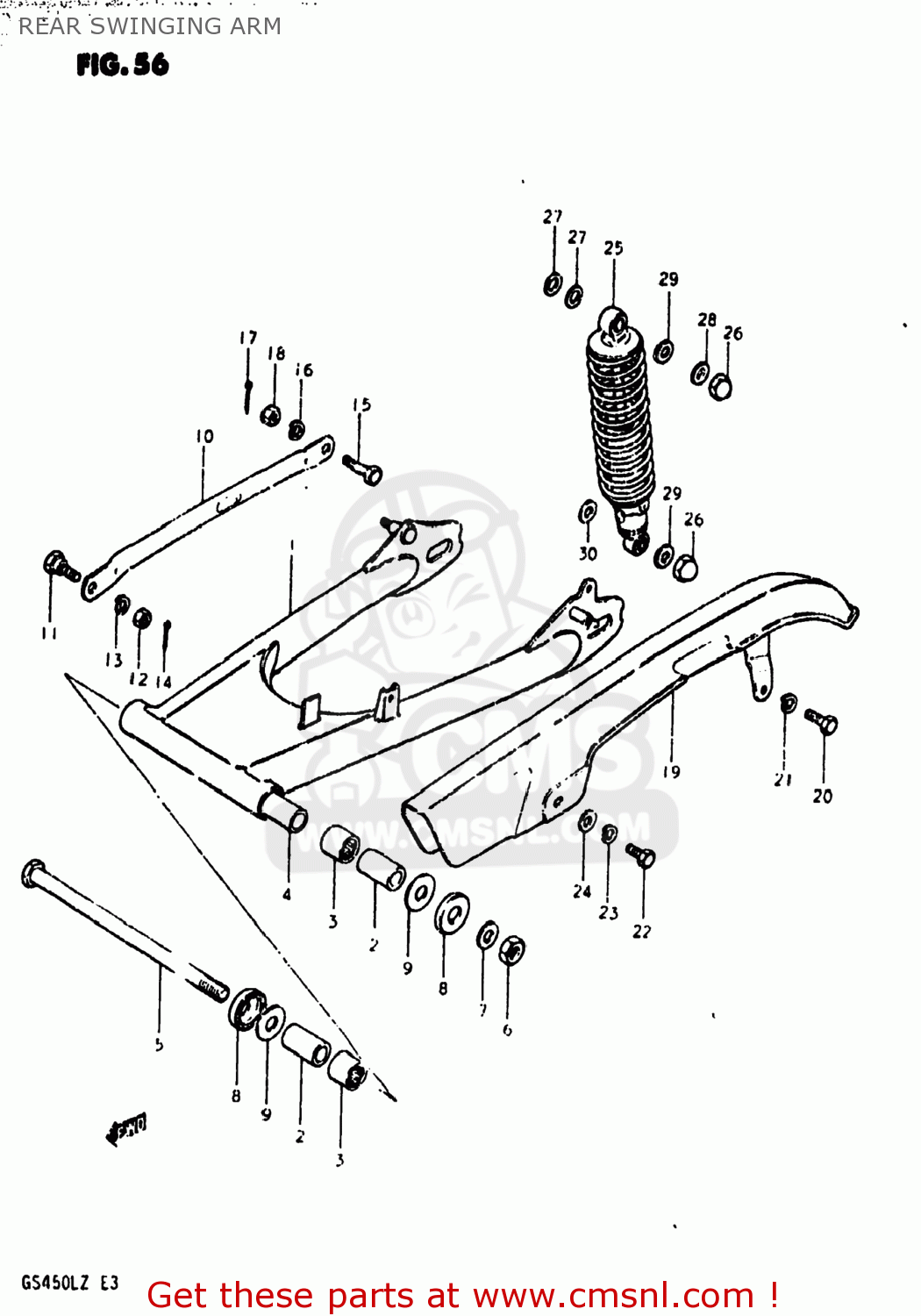 REAR SWINGING ARM GS450L 1980 (T) USA (E03)