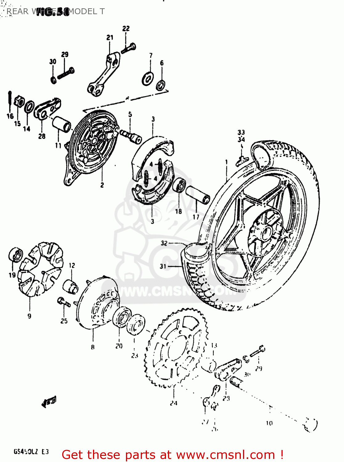 REAR WHEEL (MODEL T GS450L 1980 (T) USA (E03)