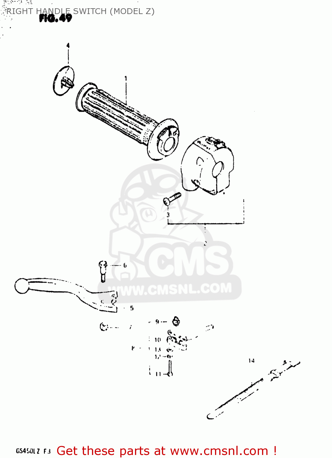 RIGHT HANDLE SWITCH (MODEL Z) GS450L 1980 (T) USA (E03)