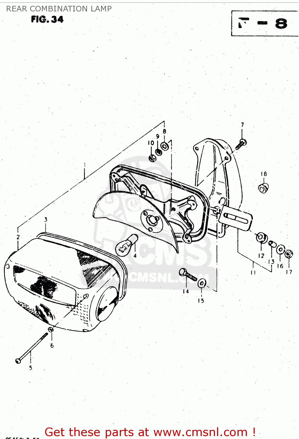 REAR COMBINATION LAMP GS450L 1981 (X) (E02 E15 E21 E22 E24 E25 E39)
