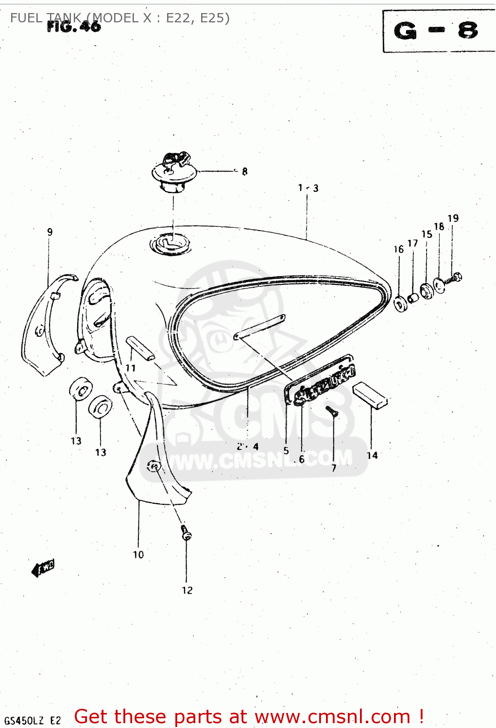 FUEL TANK (MODEL X : E22, E25) GS450L 1981 (X) (E02 E15 E21 E22 E24 E25 E39)