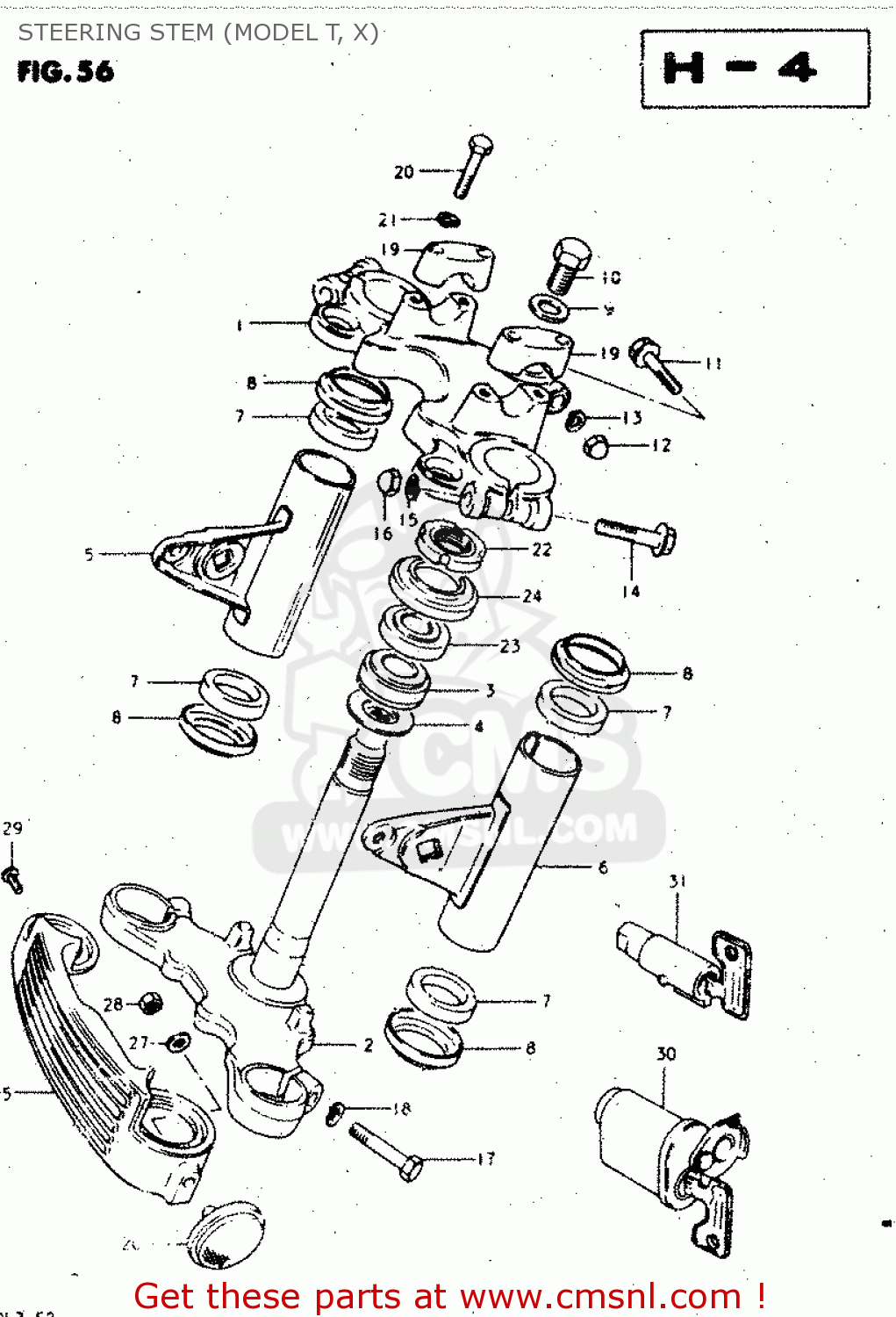 STEERING STEM (MODEL T, X) GS450L 1981 (X) (E02 E15 E21 E22 E24 E25 E39)