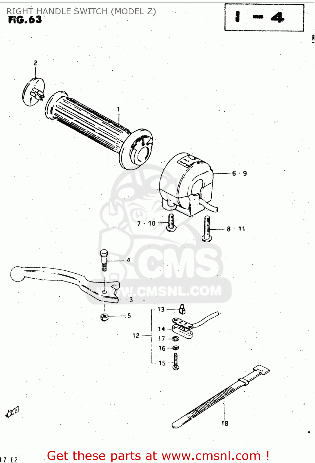 RIGHT HANDLE SWITCH (MODEL Z) GS450L 1981 (X) (E02 E15 E21 E22 E24 E25 E39)