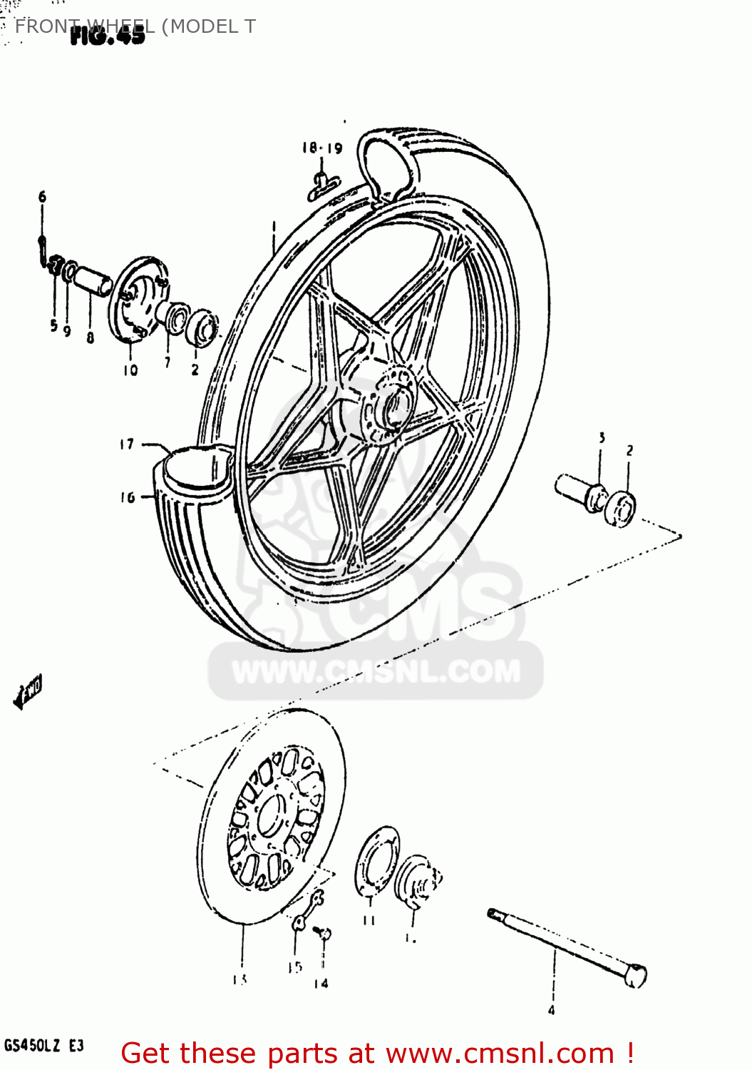 FRONT WHEEL (MODEL T GS450L 1981 (X) USA (E03)